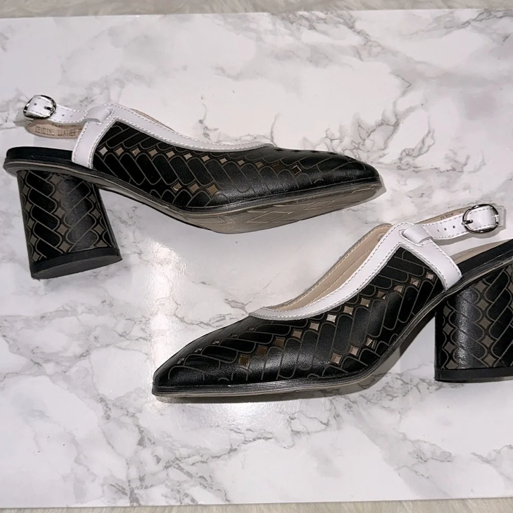 L'artiste Black and Brown Slingback Heels size 36/US 5 1/2-6